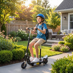 Foldable Powered Scooter with Adjustable Seat, Brake, Black