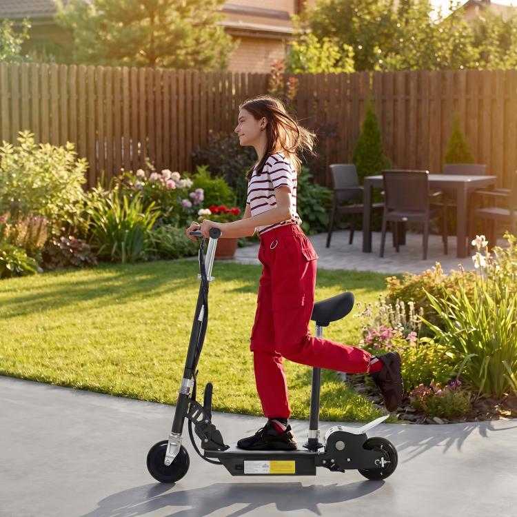 Foldable Powered Scooter with Adjustable Seat, Brake, Black