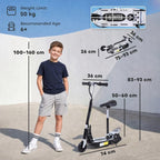 Foldable Powered Scooter with Adjustable Seat, Brake, Black