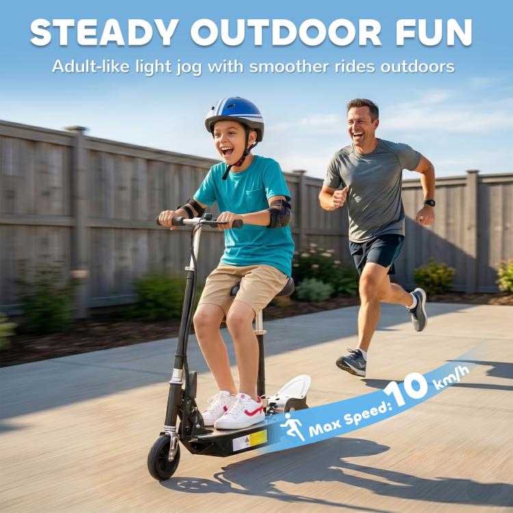 Foldable Powered Scooter with Adjustable Seat, Brake, Black