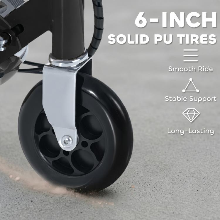 Foldable Powered Scooter with Adjustable Seat, Brake, Black
