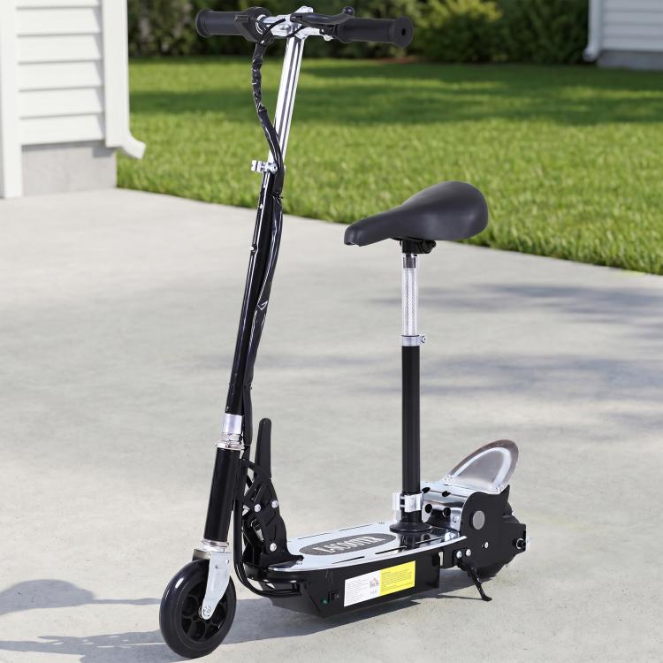 Foldable Powered Scooter with Adjustable Seat, Brake, Black