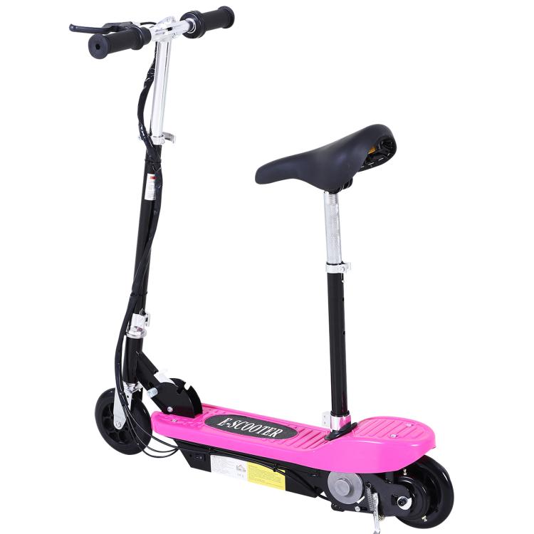 Powered Electric Scooter Ride-On, with Brakes, Adjustable Seat, Adjustable Handlebars, Pink