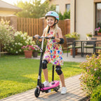 Powered Electric Scooter Ride-On, with Brakes, Adjustable Seat, Adjustable Handlebars, Pink