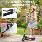 Powered Electric Scooter Ride-On, with Brakes, Adjustable Seat, Adjustable Handlebars, Pink