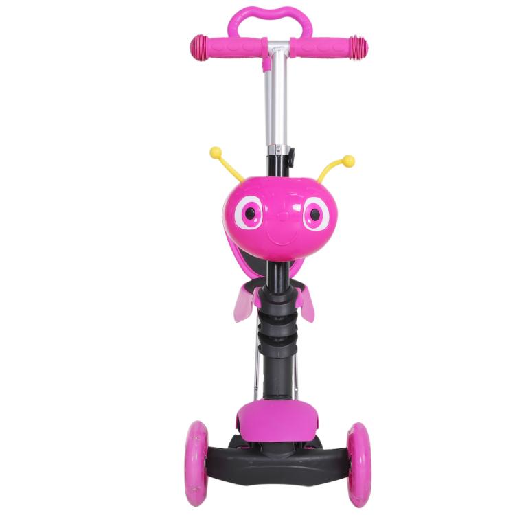Adjustable Kids Toddler Scooter, with Removable Seat, Back Handle, Pink