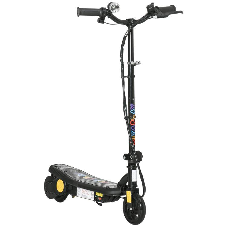 Foldable Electric Scooter, with LED Lights, for Ages 7-14 Years, Black