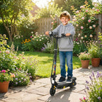Foldable Electric Scooter, with LED Lights, for Ages 7-14 Years, Black