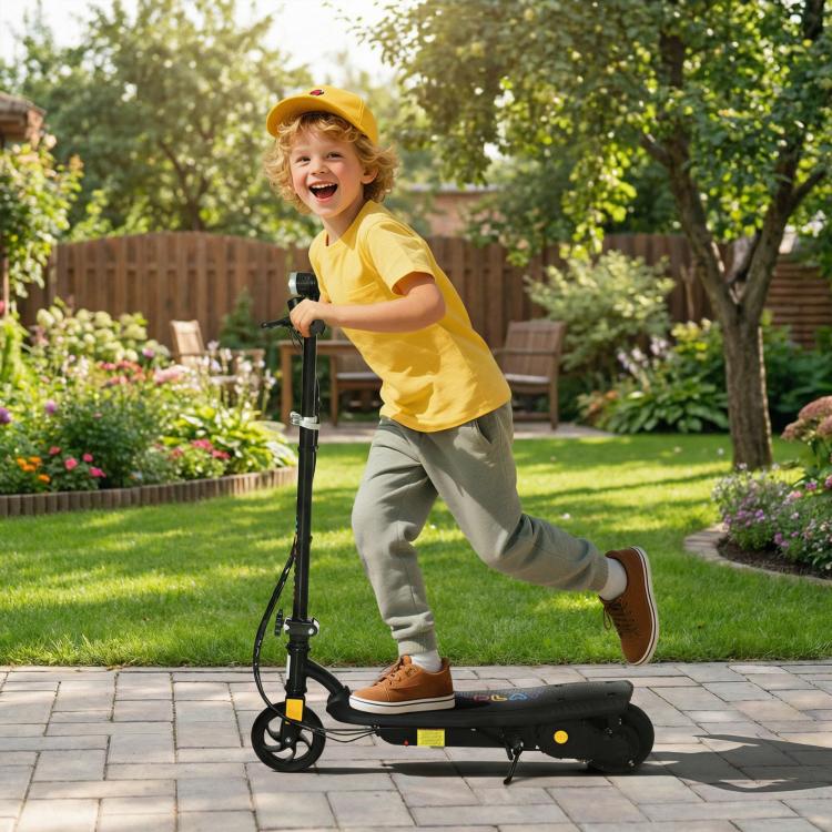 Foldable Electric Scooter, with LED Lights, for Ages 7-14 Years, Black