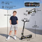 Foldable Electric Scooter, with LED Lights, for Ages 7-14 Years, Black