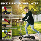 Foldable Electric Scooter, with LED Lights, for Ages 7-14 Years, Black