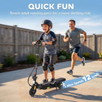 Foldable Electric Scooter, with LED Lights, for Ages 7-14 Years, Black