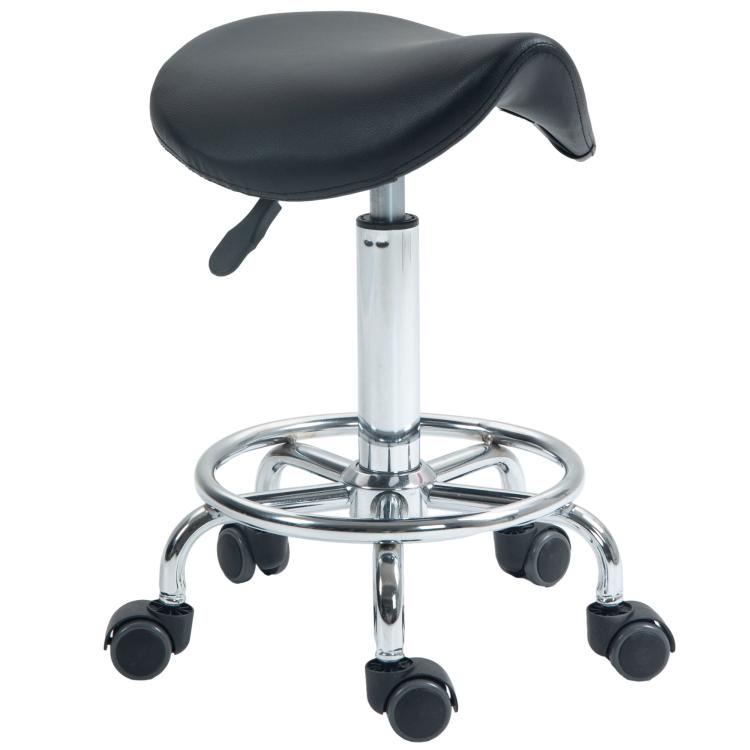 Salon Saddle Stool, Rolling Saddle Chair for Massage, Spa, Clinic, Beauty, Hairdressing and Tattoo, Black — view 12