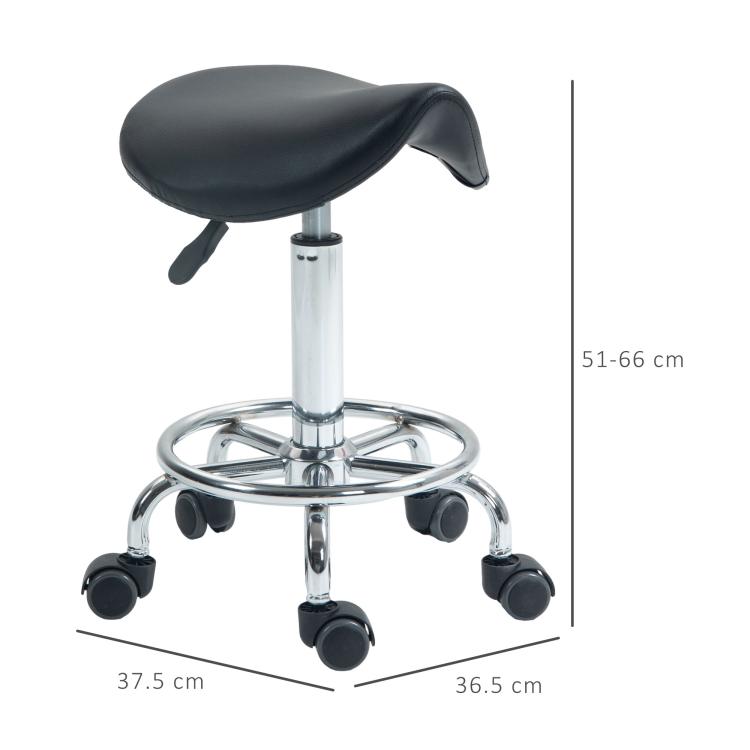 Salon Saddle Stool, Rolling Saddle Chair for Massage, Spa, Clinic, Beauty, Hairdressing and Tattoo, Black — view 5