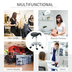 Salon Saddle Stool, Rolling Saddle Chair for Massage, Spa, Clinic, Beauty, Hairdressing and Tattoo, Black — view 9