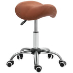 Saddle Stool, Height Adjustable Salon Chair for Massage Spa, Faux Leather, Brown