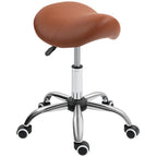 Saddle Stool, Height Adjustable Salon Chair for Massage Spa, Faux Leather, Brown — view 2