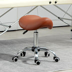 Saddle Stool, Height Adjustable Salon Chair for Massage Spa, Faux Leather, Brown — view 4