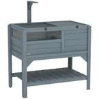 Wooden Tortoise House, with Shelter, Run, Shelf, Lamp Holder, Tray, Grey