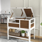 Wooden Tortoise House, with Shelter, Run, Shelf, Lamp Holder, Tray - Brown — view 11