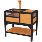 Wooden Tortoise House, with Shelter, Run, Shelf, Lamp Holder, Tray, Yellow — view 2