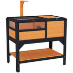 Wooden Tortoise House, with Shelter, Run, Shelf, Lamp Holder, Tray, Yellow — view 12