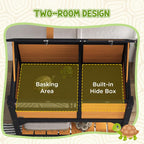 Wooden Tortoise House, with Shelter, Run, Shelf, Lamp Holder, Tray, Yellow — view 6