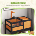 Wooden Tortoise House, with Shelter, Run, Shelf, Lamp Holder, Tray, Yellow — view 7
