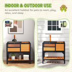 Wooden Tortoise House, with Shelter, Run, Shelf, Lamp Holder, Tray, Yellow — view 10