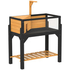 Wooden Tortoise House with Storage Shelf, Clear Observation Windows, Lamp Holder, Openable Top, Built-in Tray, Yellow — view 2