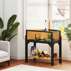 Wooden Tortoise House with Storage Shelf, Clear Observation Windows, Lamp Holder, Openable Top, Built-in Tray, Yellow — view 3