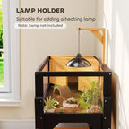 Wooden Tortoise House with Storage Shelf, Clear Observation Windows, Lamp Holder, Openable Top, Built-in Tray, Yellow — view 9