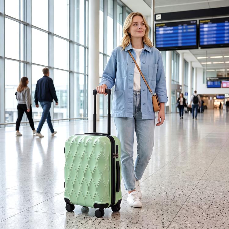 22Inch 56cm 41L Suitcase, ABS Hard Shell Carry On Luggage, Green
