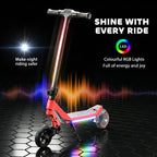 Electric Scooter for Kids, Foldable E Scooter for Age Age 6+ with LED Display, RGB lights, Up to 16km/h, Red