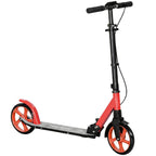 One-click Folding Kick Scooter for 14+ w/ Adjustable Handlebar, Push Scooter with Kickstand, Dual Brake System, Red