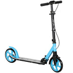 One-click Folding Kick Scooter for 14+ w/ Adjustable Handlebar, Push Scooter with Kickstand, Dual Brake System, Blue