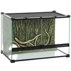 Reptile Glass Terrarium with Stone Background, Front Ventilation, Escape-Proof Knob Lock, 50 x 30 x 35 cm, Black — view 12