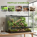 Reptile Glass Terrarium with Stone Background, Front Ventilation, Escape-Proof Knob Lock, 50 x 30 x 35 cm, Black — view 6