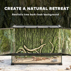 Reptile Glass Terrarium with Stone Background, Front Ventilation, Escape-Proof Knob Lock, 50 x 30 x 35 cm, Black — view 7