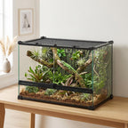 Reptile Glass Terrarium with Stone Background, Front Ventilation, Escape-Proof Knob Lock, 50 x 30 x 35 cm, Black — view 10