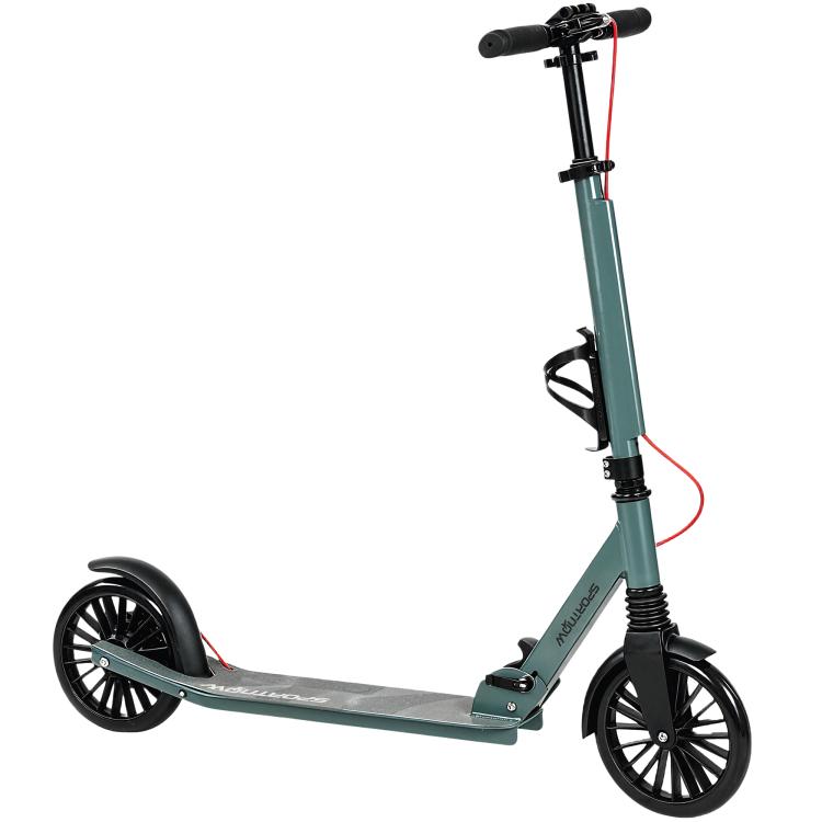 Foldable Kick Scooter with Height Adjustable Handlebar, One-click Folding Adult Scooters with 200 mm Big Wheels, Silver Tone