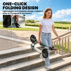 Foldable Kick Scooter with Height Adjustable Handlebar, One-click Folding Adult Scooters with 200 mm Big Wheels, Silver Tone
