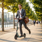 Foldable Kick Scooter with Height Adjustable Handlebar, One-click Folding Adult Scooters with 200 mm Big Wheels, Silver Tone
