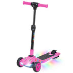 Three-Wheel Foldable Electric Scooter for Kids Aged 6-10 Years, Pink