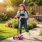 Three-Wheel Foldable Electric Scooter for Kids Aged 6-10 Years, Pink