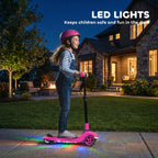 Three-Wheel Foldable Electric Scooter for Kids Aged 6-10 Years, Pink