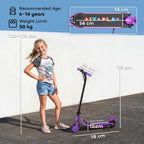 Electric Scooter for Kids Aged 6-14 Years, with Colourful Lights, Purple