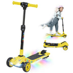 Three-Wheel Foldable Electric Scooter for Kids Aged 6-10 Years, Yellow
