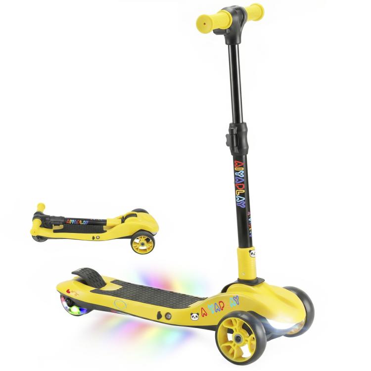 Three-Wheel Foldable Electric Scooter for Kids Aged 6-10 Years, Yellow