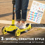 Three-Wheel Foldable Electric Scooter for Kids Aged 6-10 Years, Yellow